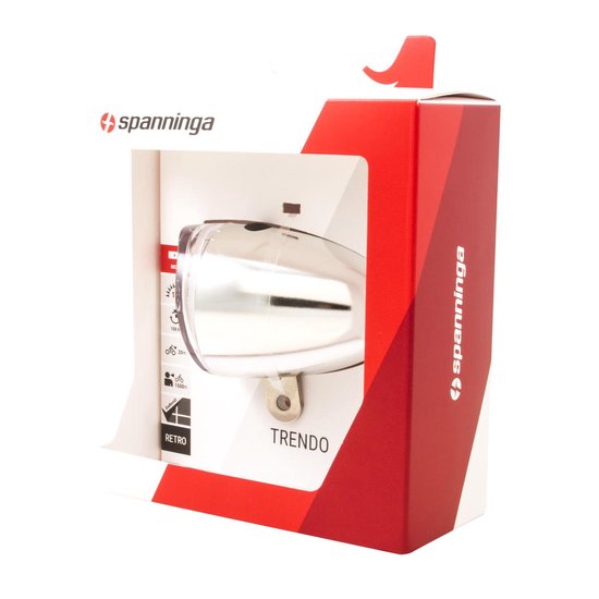 Spanninga koplamp Trendo Xb led 10 Lux batterij 80 mm chroom