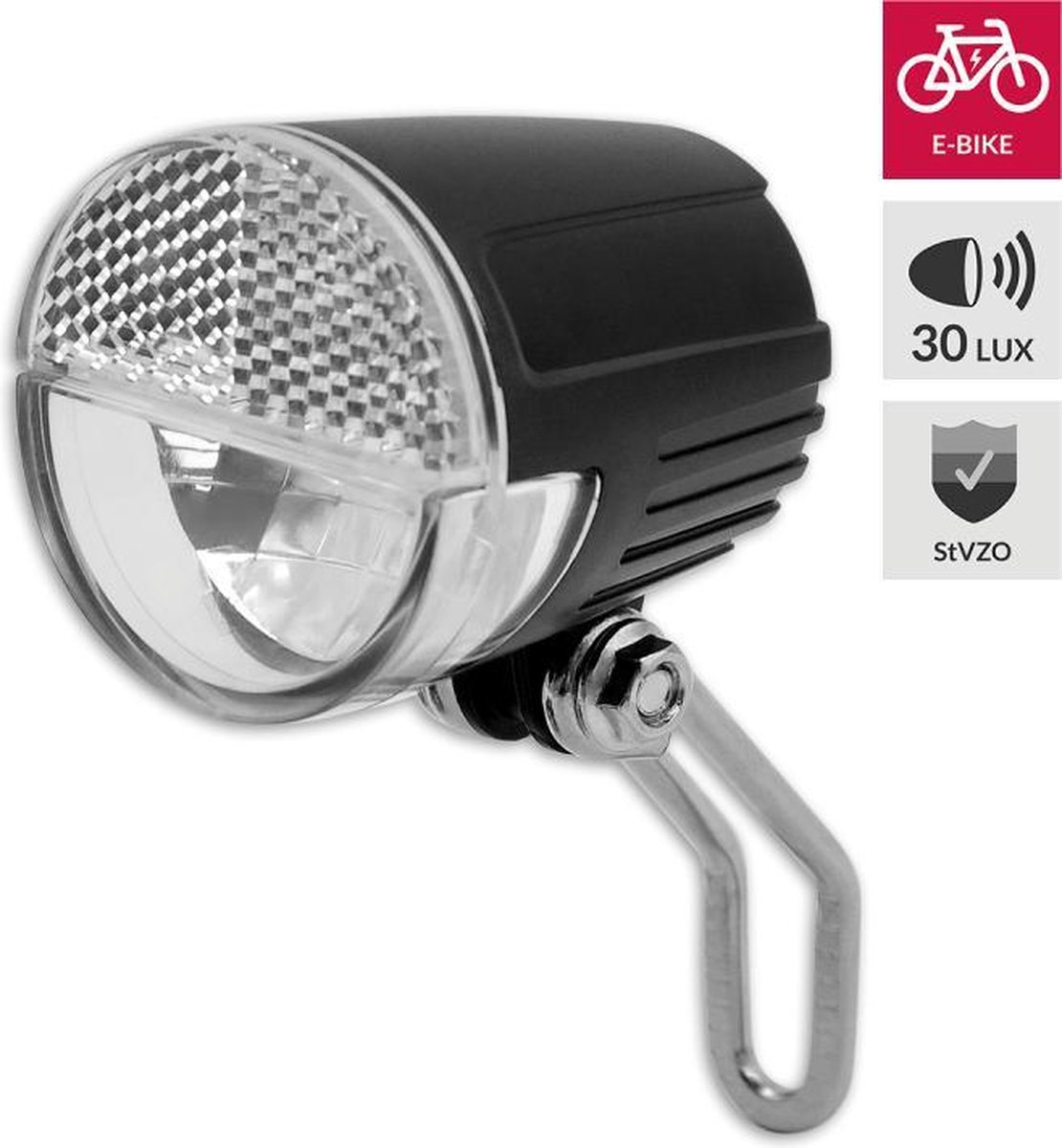 Lynx koplamp Sensor e bike led 30 lux zwart - Rood