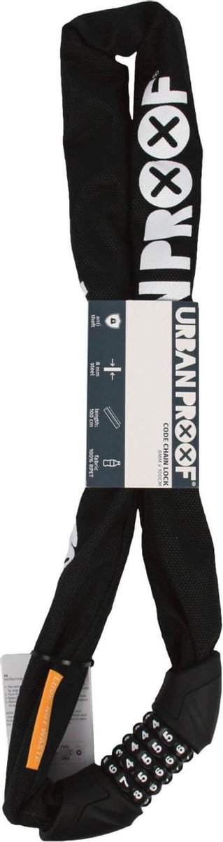 URBAN PROOF kettingslot 100 cm 8 mm staal/polyester - Zwart