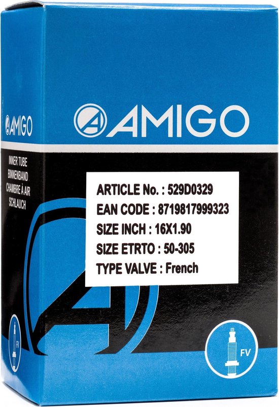 Amigo Binnenband 16 x 1.90 (50 305) FV 48 mm - Zwart