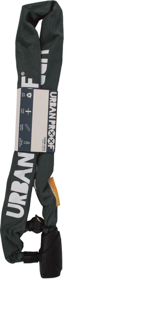 URBAN PROOF kettingslot 100 cm 8 mm staal/polyester 3 delig - Groen