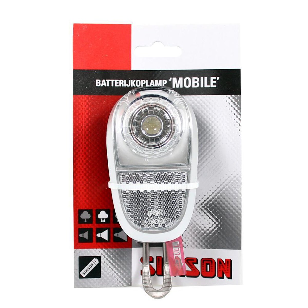 Simson voorlicht batterij led zwart/zilver - Silver