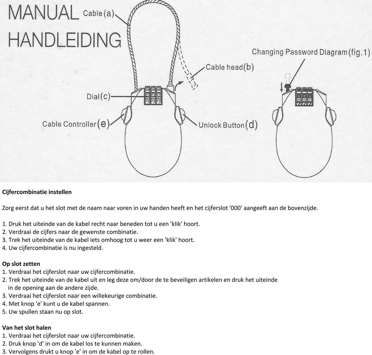 Lynx kabelslot cijfercombinatie staal 8000 mm - Zwart
