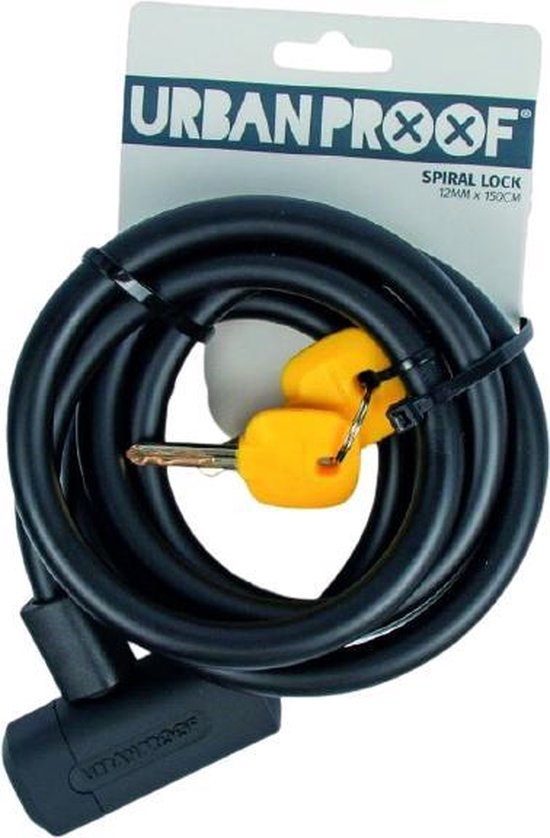 URBAN PROOF kabelslot 150 cm staal/PVC - Zwart