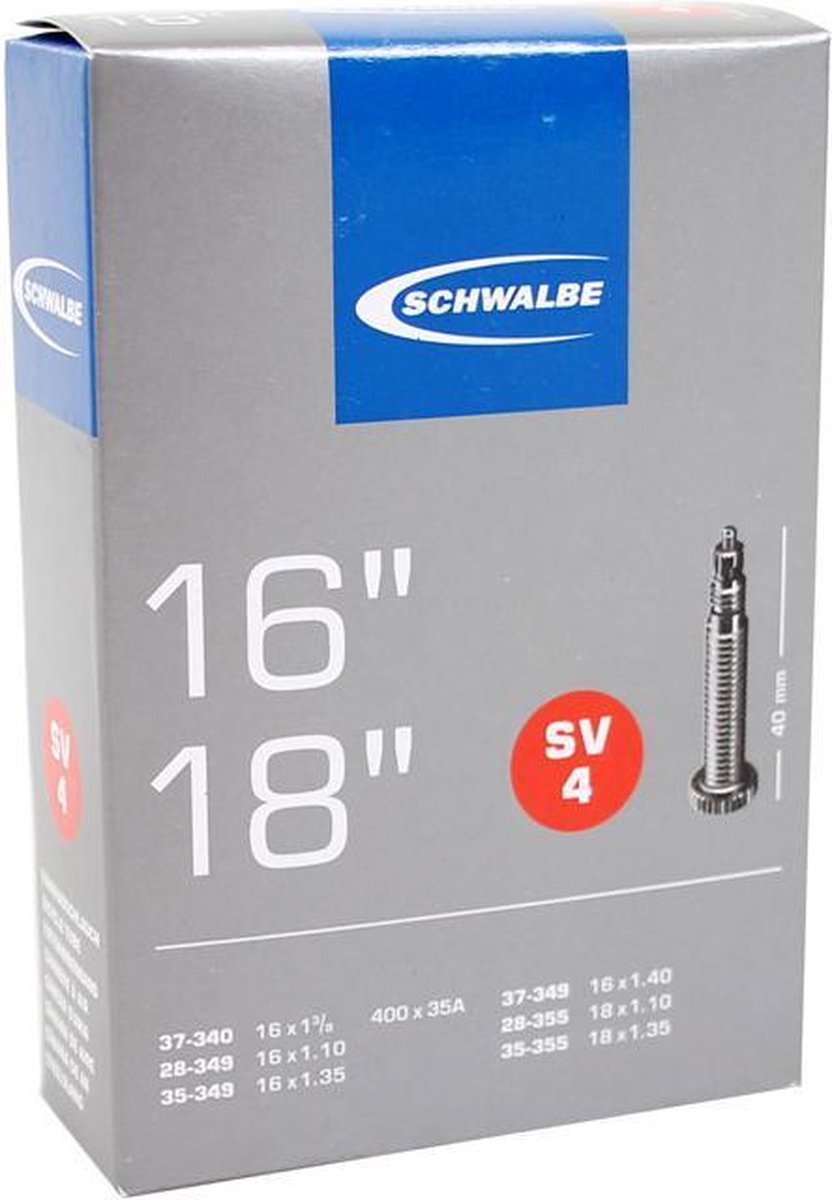 Schwalbe binnenband SV4 16/18 inch (37 340/35 355) FV 40 mm - Zwart