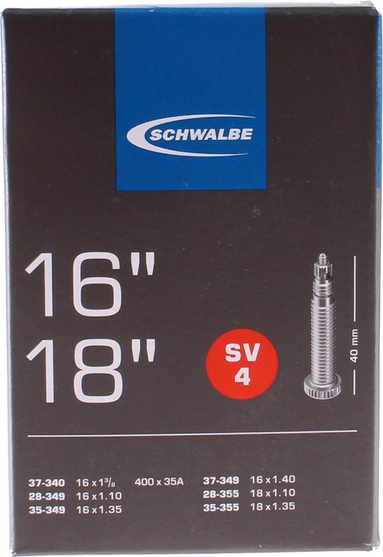 Schwalbe binnenband SV4 16/18 inch (37 340/35 355) FV 40 mm - Zwart
