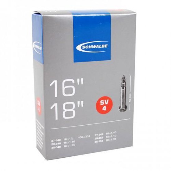 Schwalbe binnenband SV4 16/18 inch (37 340/35 355) FV 40 mm - Zwart