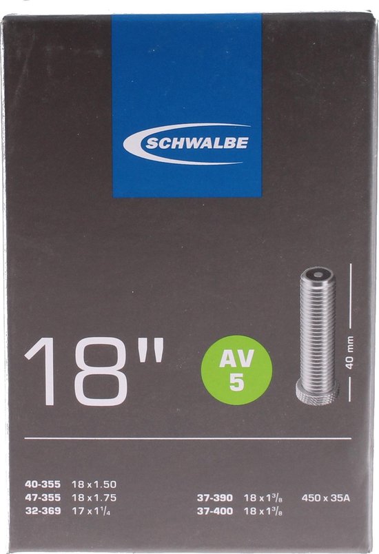 Schwalbe binnenband AV5 18 inch (40/47 355) AV 40 mm - Zwart
