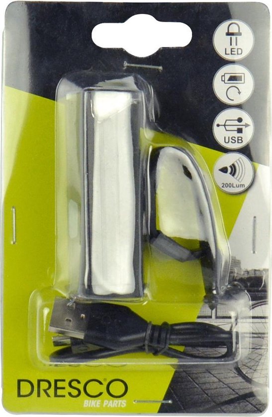 DRESCO voorlicht USB oplaadbaar led 200 lumen 3 delig - Zwart