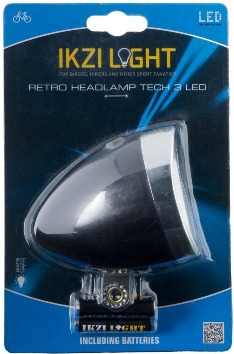 Ikzi Light Koplamp Retro LED Batterij - Zwart