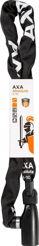 AXA kettingslot Absolute 8 mm x 110 cm staal/polyester - Zwart