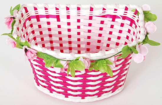 Volare fietsmand bloemen meisjes 6 liter fuchsia/wit - Roze
