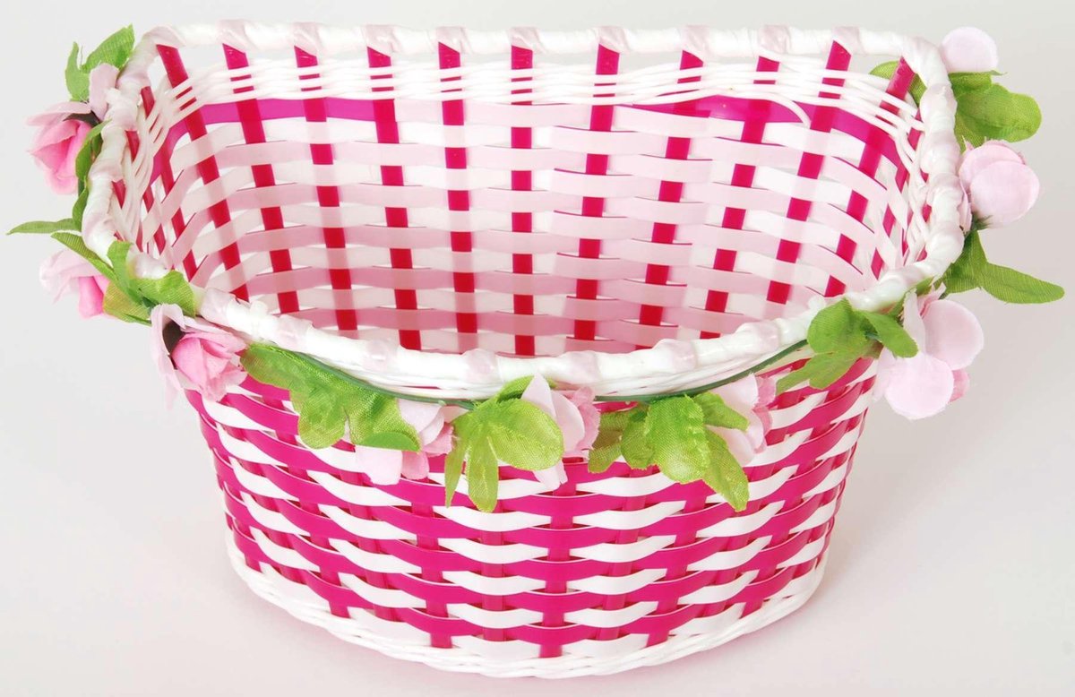 Volare fietsmand bloemen meisjes 6 liter fuchsia/wit - Roze