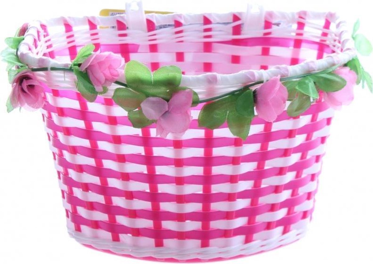 Volare fietsmand bloemen meisjes 6 liter fuchsia/wit - Roze