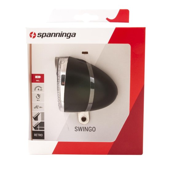 Spanninga Batterij LED koplamp Swingo XB reflectie - Zwart