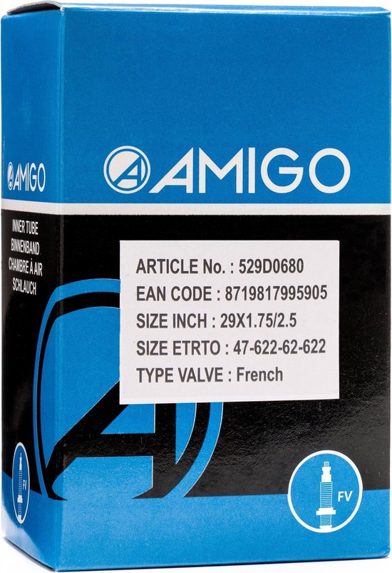 Amigo Binnenband 29 x 1.75/2.5 (47/62 622) FV 48 mm - Zwart