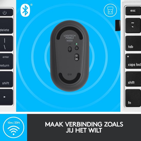 Logitech Pebble M350 Draadloze muis - Graphite - Zwart
