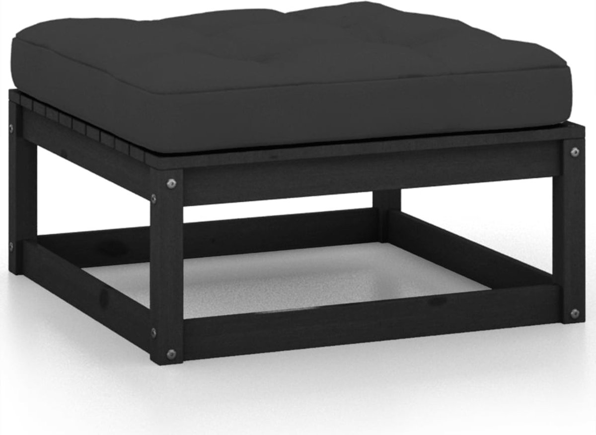 vidaXL 2-delige Loungeset met kussens massief grenenhout - Zwart