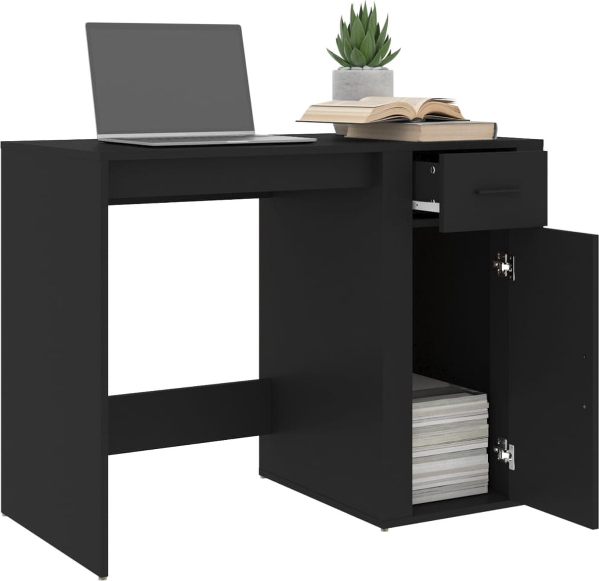 Vidaxl Bureau 100x49x75 Cm Bewerkt Hout - Zwart
