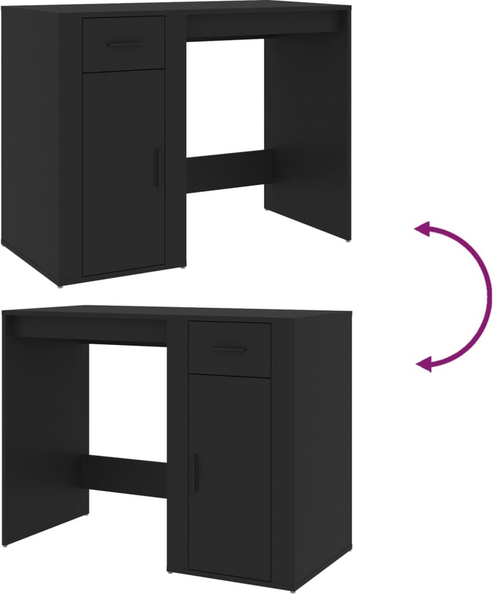 Vidaxl Bureau 100x49x75 Cm Bewerkt Hout - Zwart