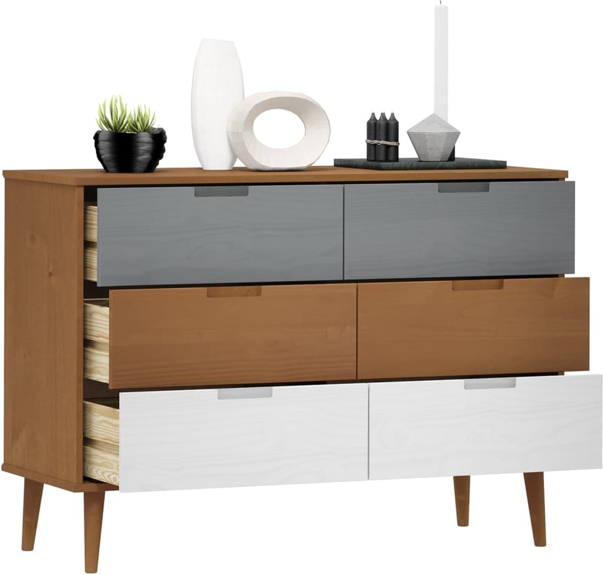 Vidaxl Ladekast 113x40x80 Cm Massief Grenenhout - Bruin