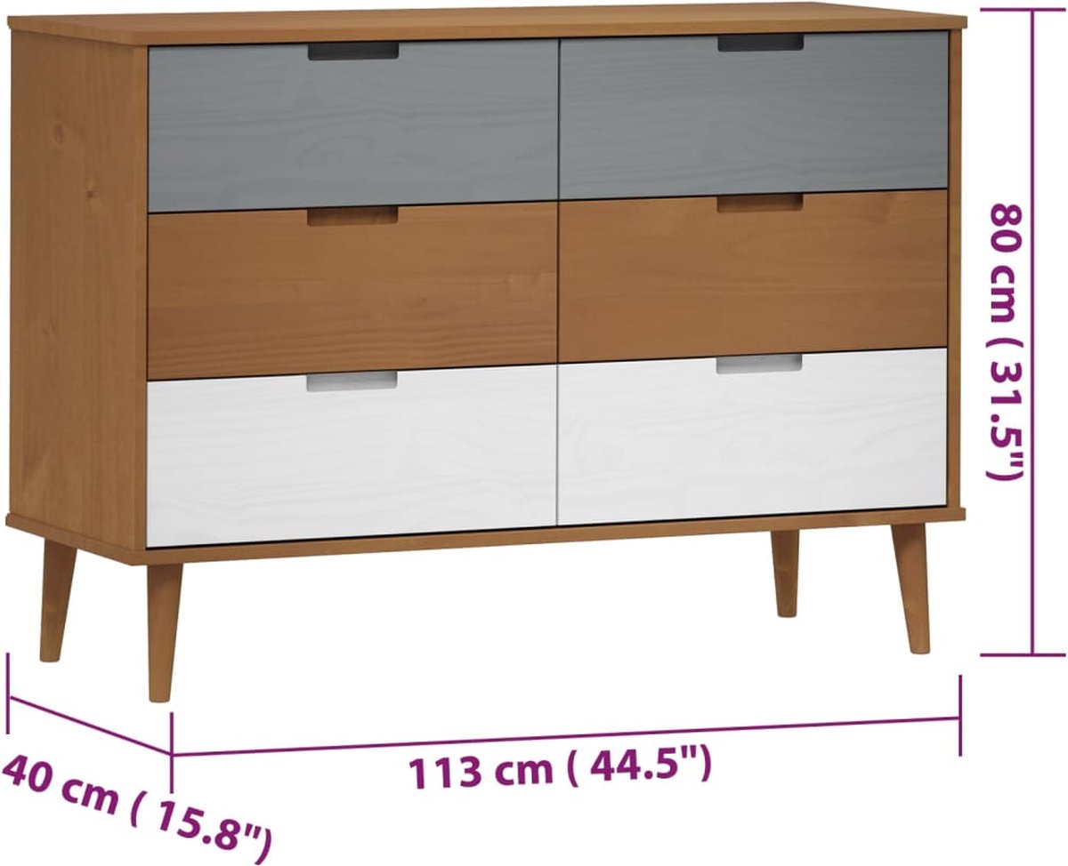 Vidaxl Ladekast 113x40x80 Cm Massief Grenenhout - Bruin