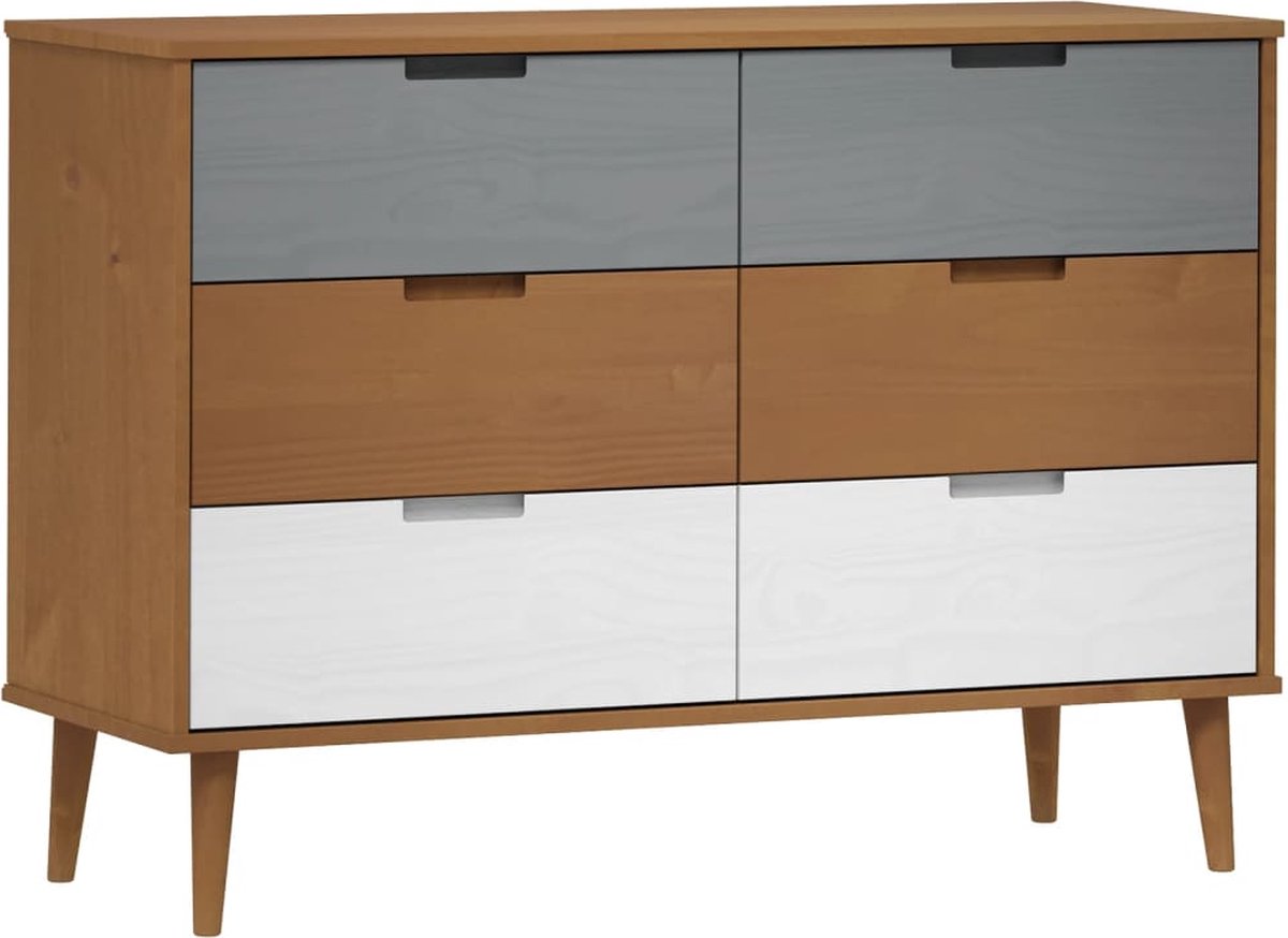 Vidaxl Ladekast 113x40x80 Cm Massief Grenenhout - Bruin