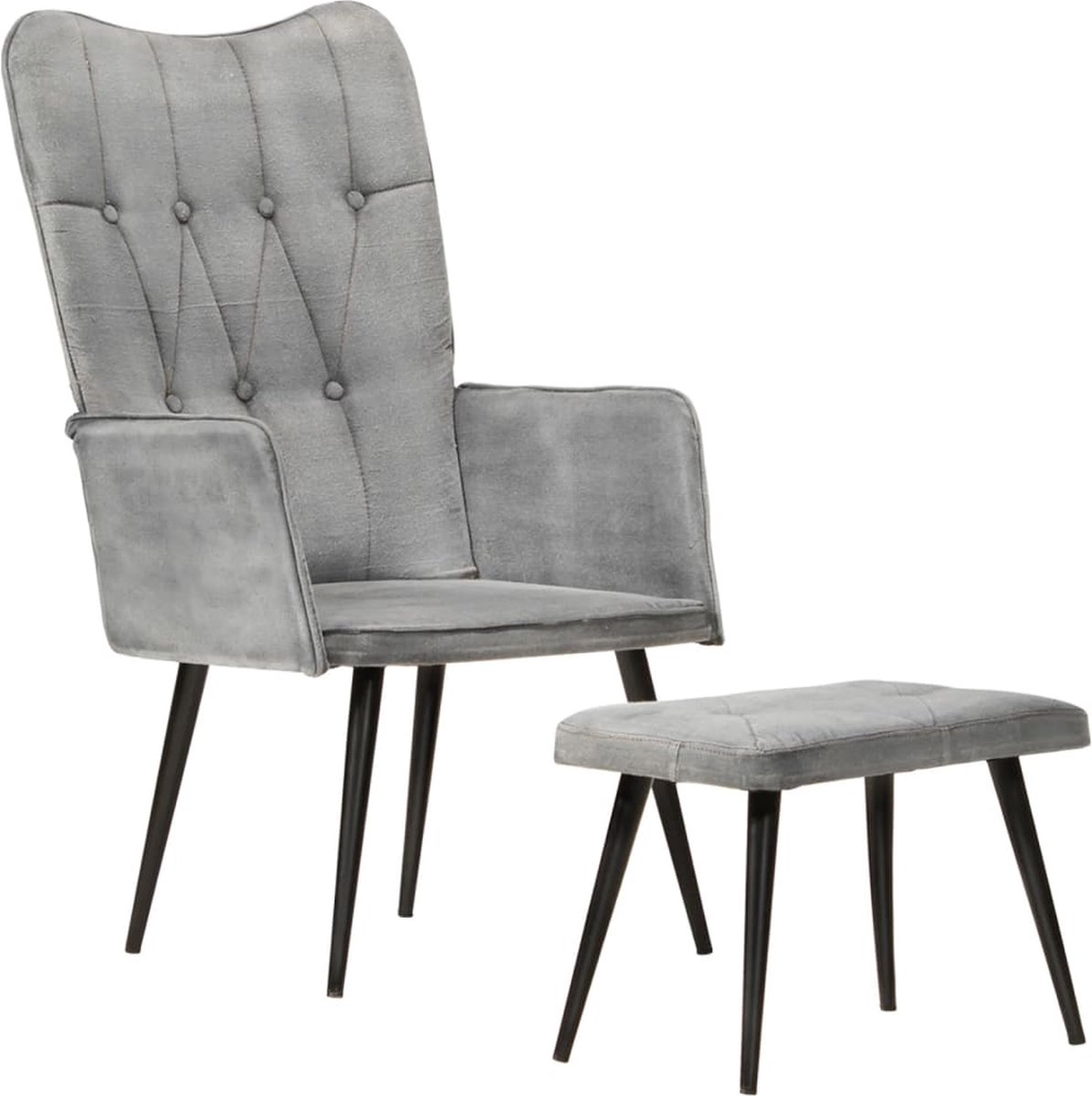 Vidaxl Fauteuil Met Voetenbank Vintage Stijl Canvas - Grijs