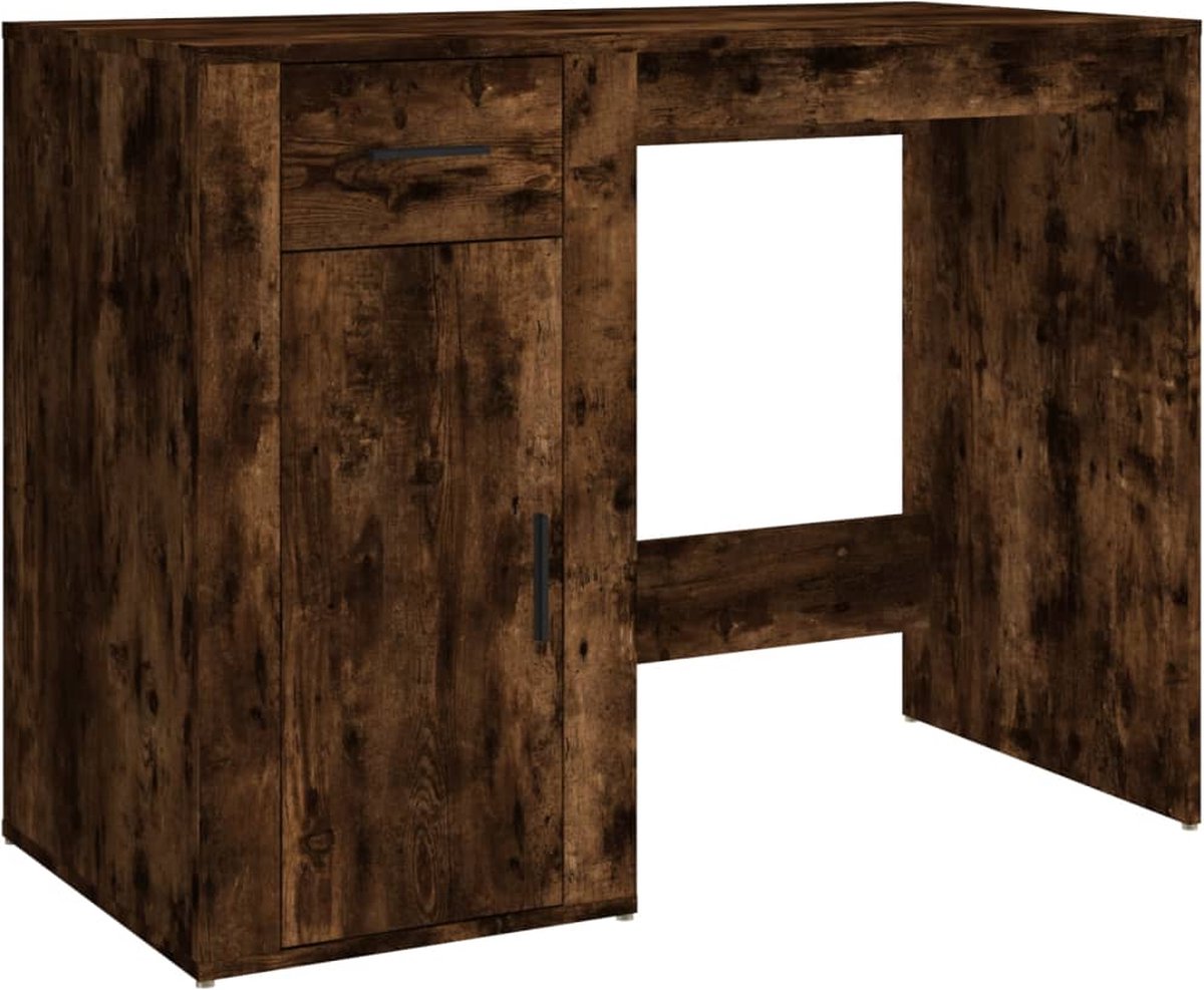 Vidaxl Bureau 100x49x75 Cm Bewerkt Hout Gerookt Eikenkleurig - Marrón