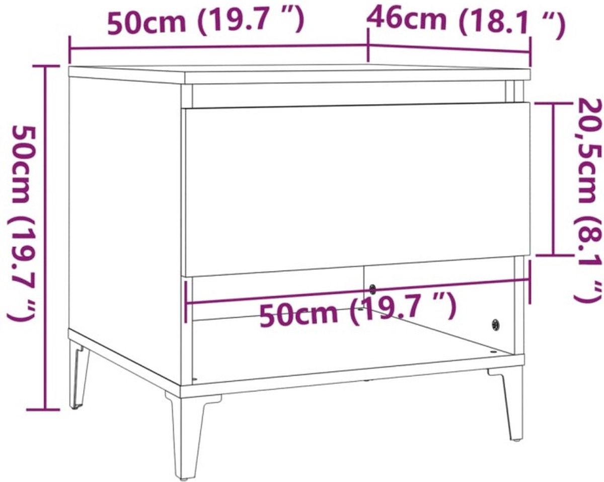 Vidaxl Bijzettafels 2 St 50x46x50 Cm Bewerkt Hout Sonoma Eikenkleurig - Bruin