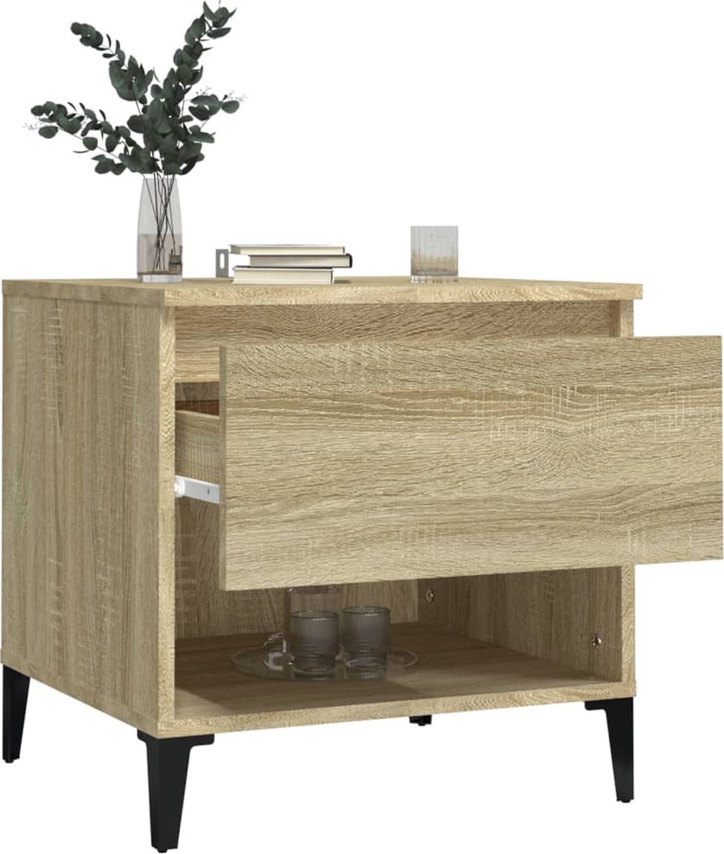 Vidaxl Bijzettafels 2 St 50x46x50 Cm Bewerkt Hout Sonoma Eikenkleurig - Bruin