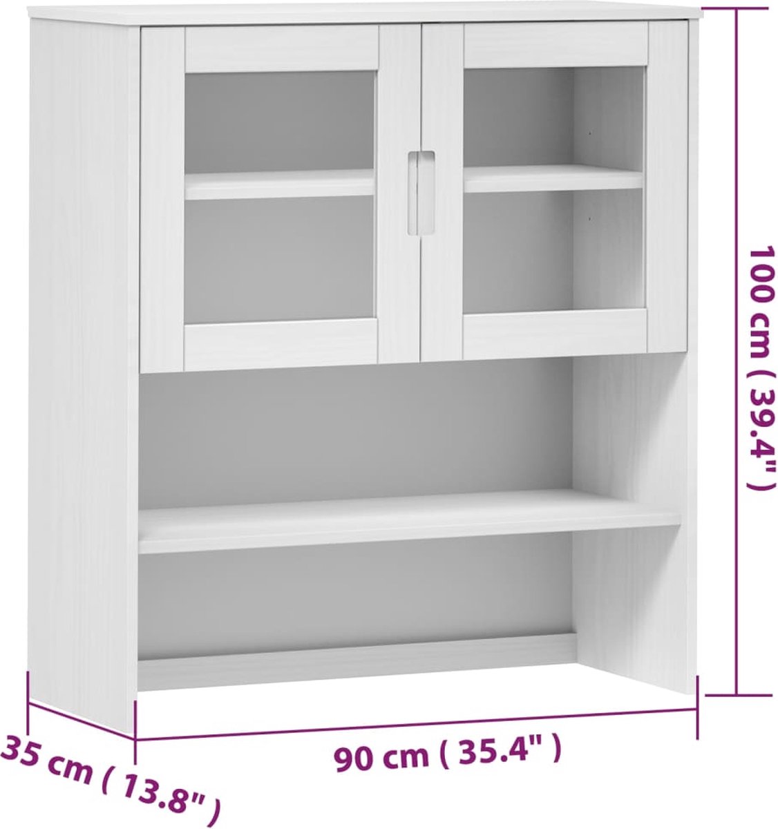 Vidaxl Opzetkast 90x35x100 Cm Massief Grenenhout Wit