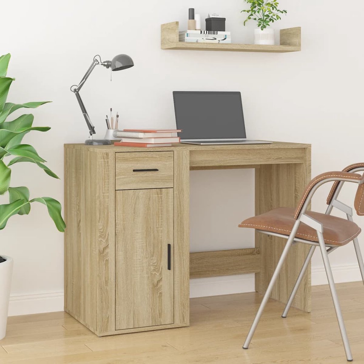 Vidaxl Bureau 100x49x75 Cm Bewerkt Hout Sonoma Eikenkleurig - Bruin