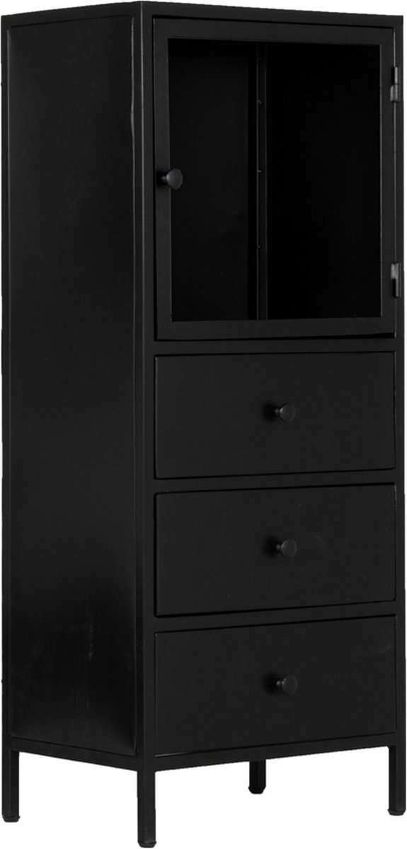 Giga Meubel Vitrinekast - 50x35x120cm - Metaal - Kast Djairo - Zwart