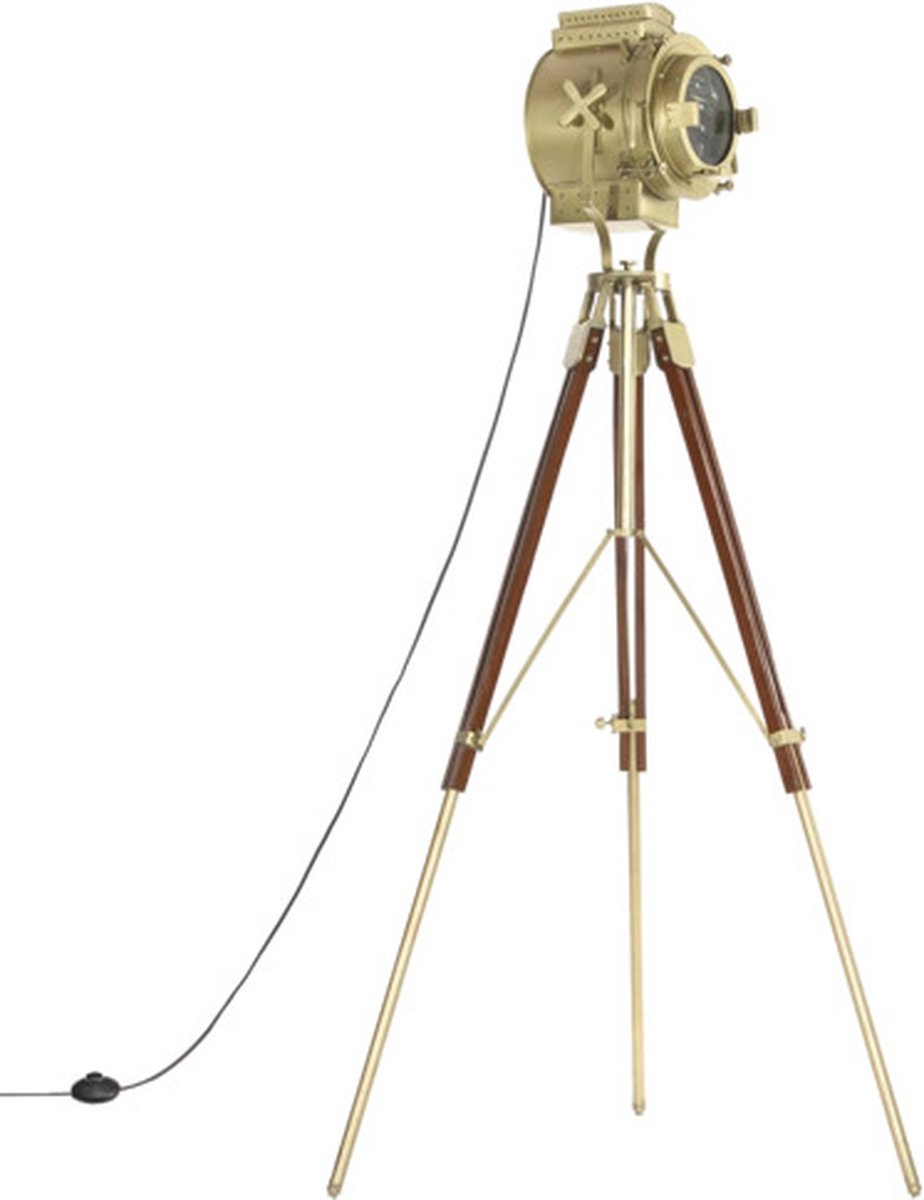 vidaXL Vloerlamp driepoot 193 cm massief mangohout - Marrón