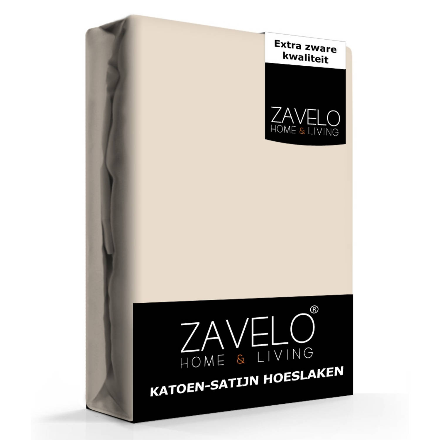Slaaptextiel Zavelo Katoen - Hoeslaken Katoen Satijn Zand - Zijdezacht - Extra Hoog-lits-jumeaux (180x210 Cm) - Beige
