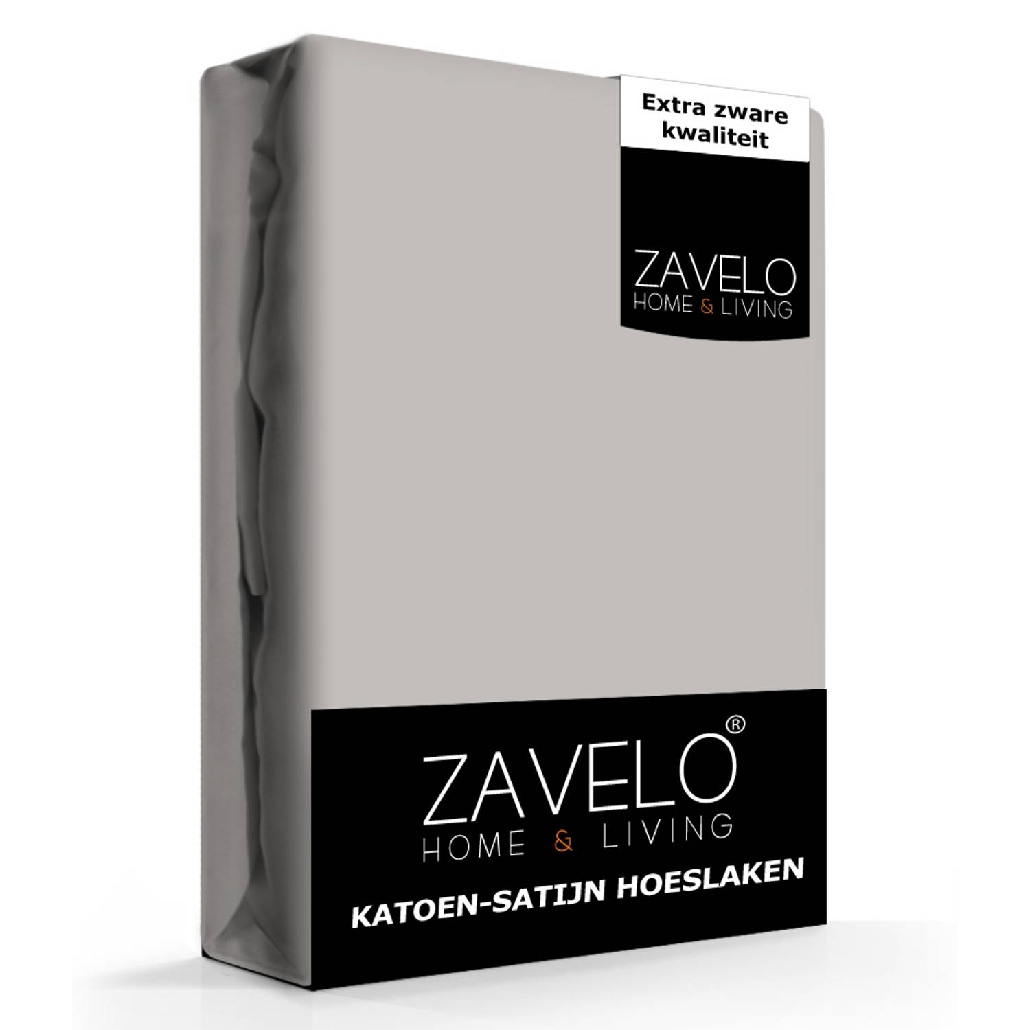Slaaptextiel Zavelo Katoen - Hoeslaken Katoen Satijn - Zijdezacht - Extra Hoog-1-persoons (90x200 Cm) - Grijs