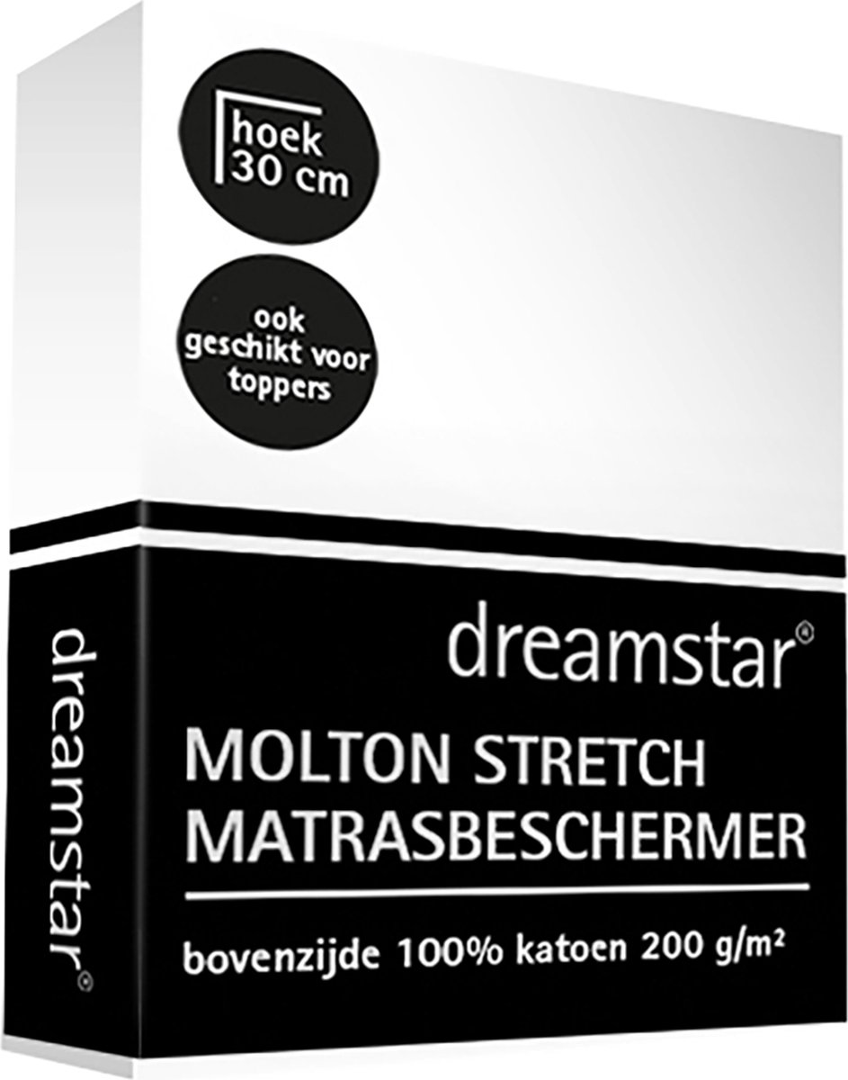 Dreamstar Hoeslaken Molton Stretch Hoekhoogte 30 Cm 90 X 200 Cm
