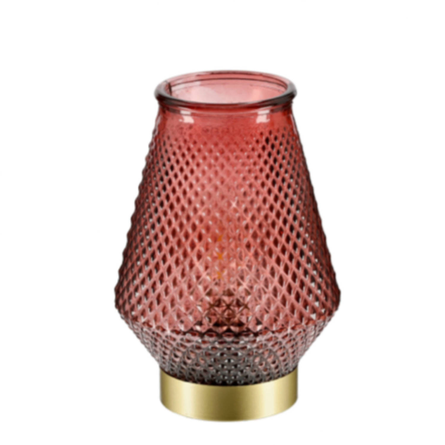 Casa Di Elturo Led-lamp Ella - Bordeaux Rood Werkt Op Batterijen (Incl. Lamp) - Ø13 X18 Cm - Goud