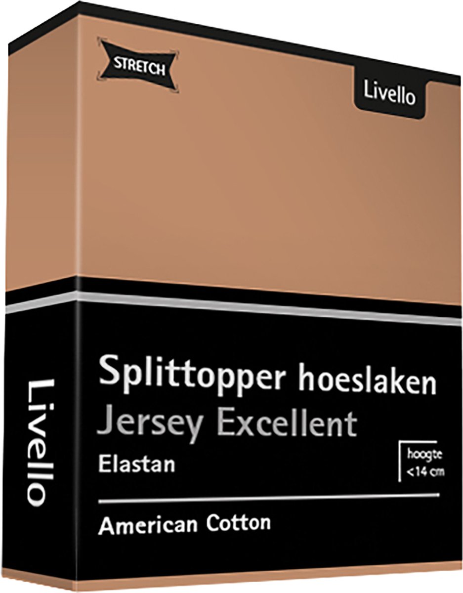 Livello Hoeslaken Splittopper Jersey Excellent Caramel 180 X 200 Cm - Bruin