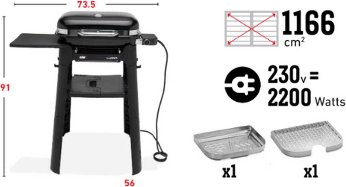 Weber Lumin Compact-elektrische barbecue met onderstel - Zwart