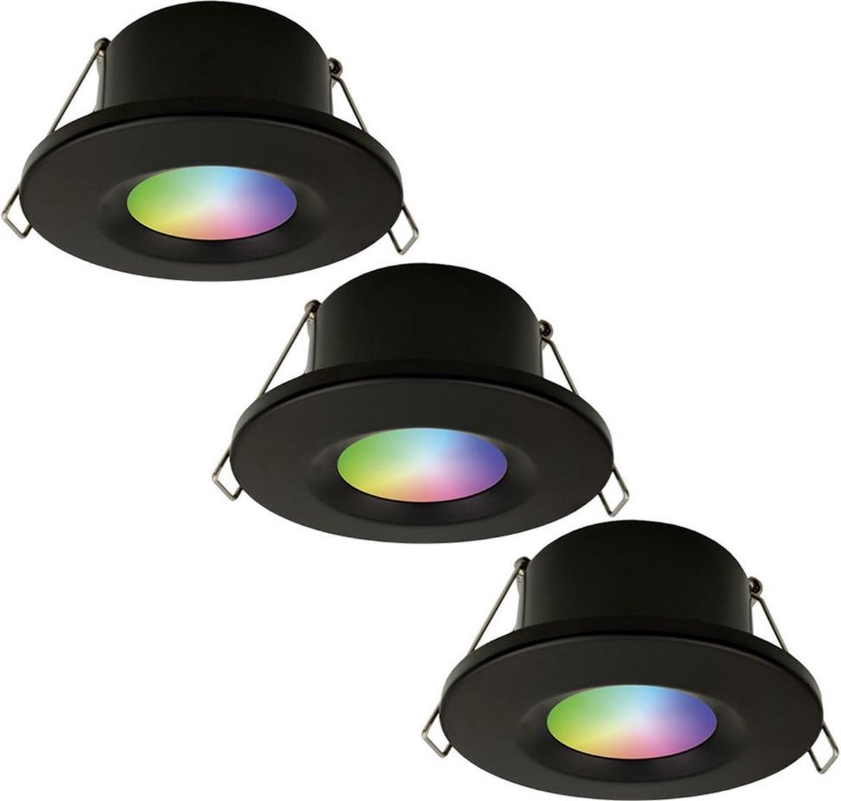 HOFTRONIC 3x Venezia Smart Inbouwspots RGBWW IP65 - Zwart