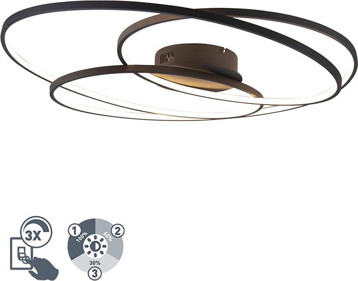 TRIO - Plafondlamp Gale 80 cm - Zwart