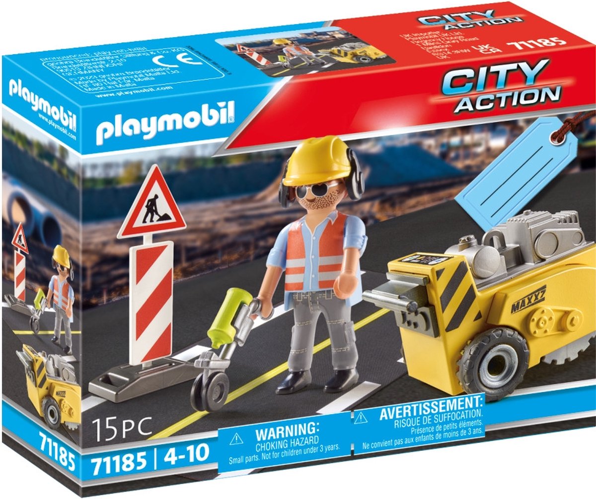 Playmobil - Trabajador De La Construcción Con Cortador De Bordes City Action