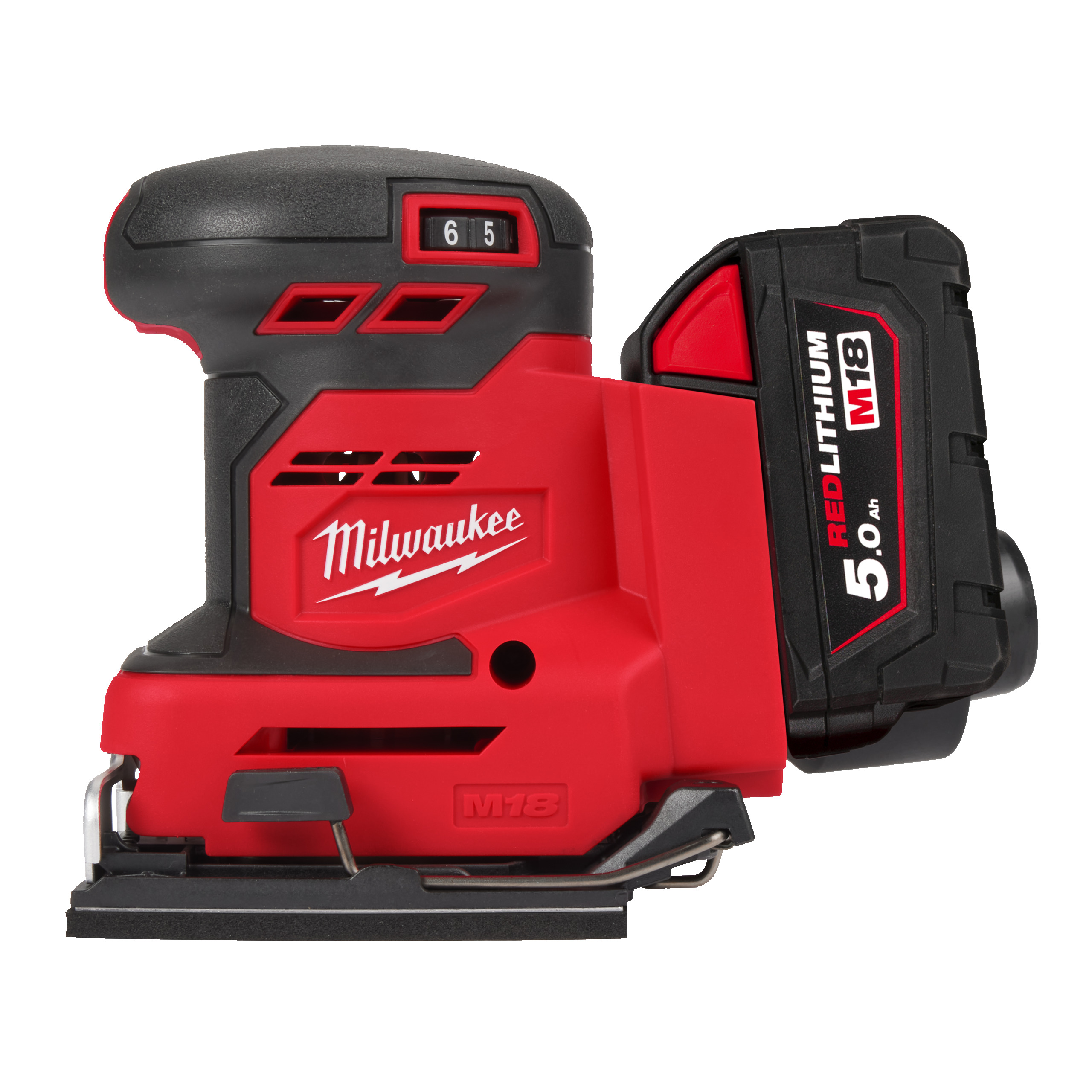 Milwaukee M18BQSS-502B | Accu Vlakschuurmachine | 5,0 Ah accu + oplader | In transporttas - 4933479967