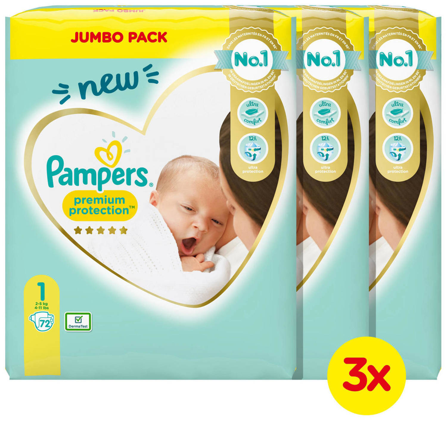 Pampers - Premium Protection - Maat 1 - Maandbox - 216 Luiers