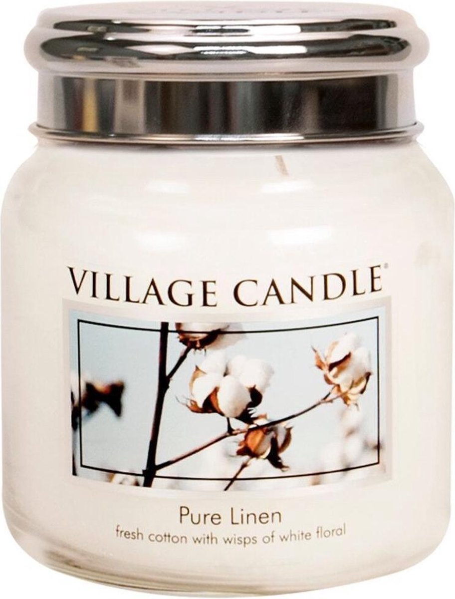 Village Candle - Pure Linen - Medium Candle - 105 Branduren