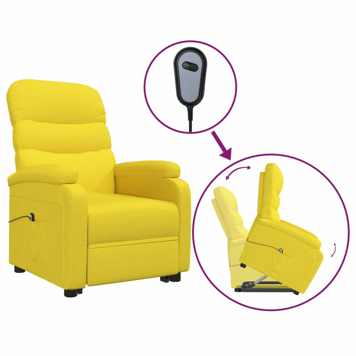 Vidaxl Sta-op-stoel Verstelbaar Stof Licht - Geel