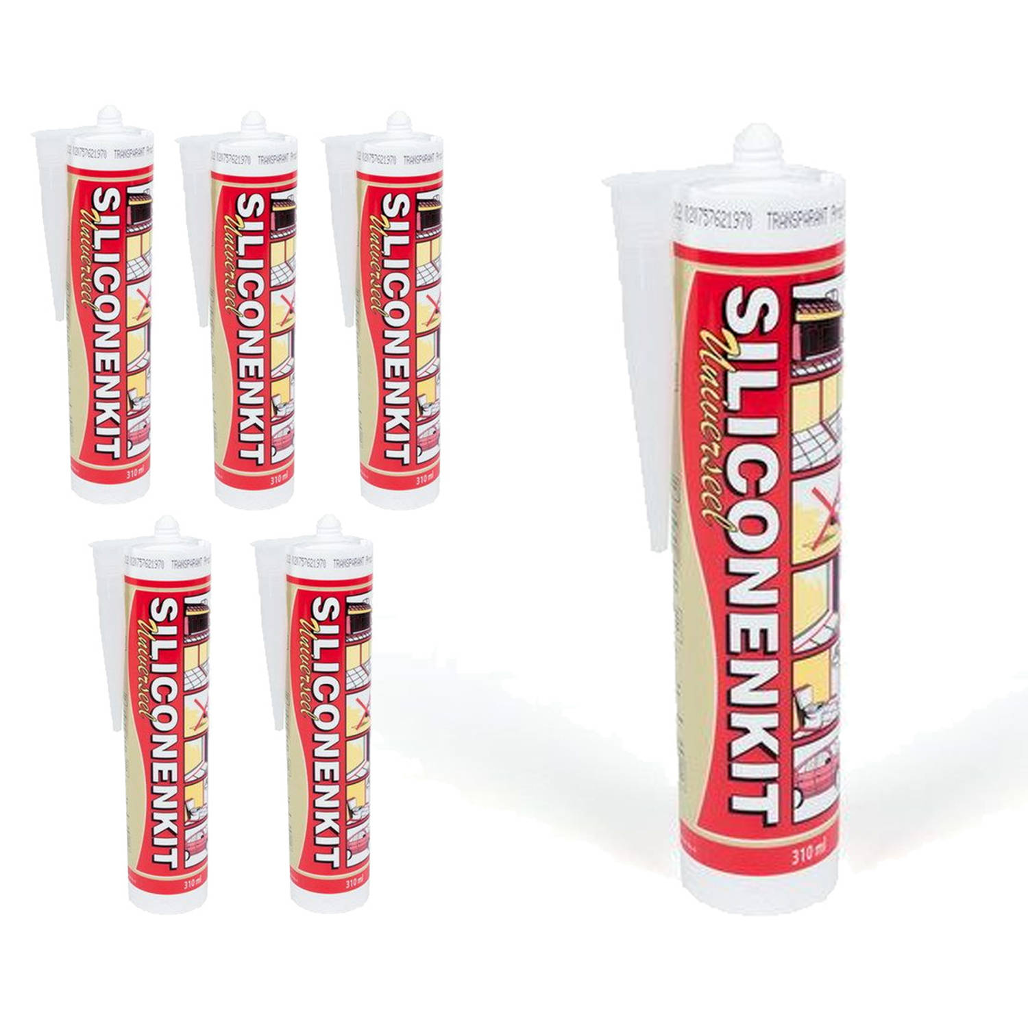 Veba 6x Mondial Siliconenkit Bouw Universeel 310ml - Voordeelverpakking