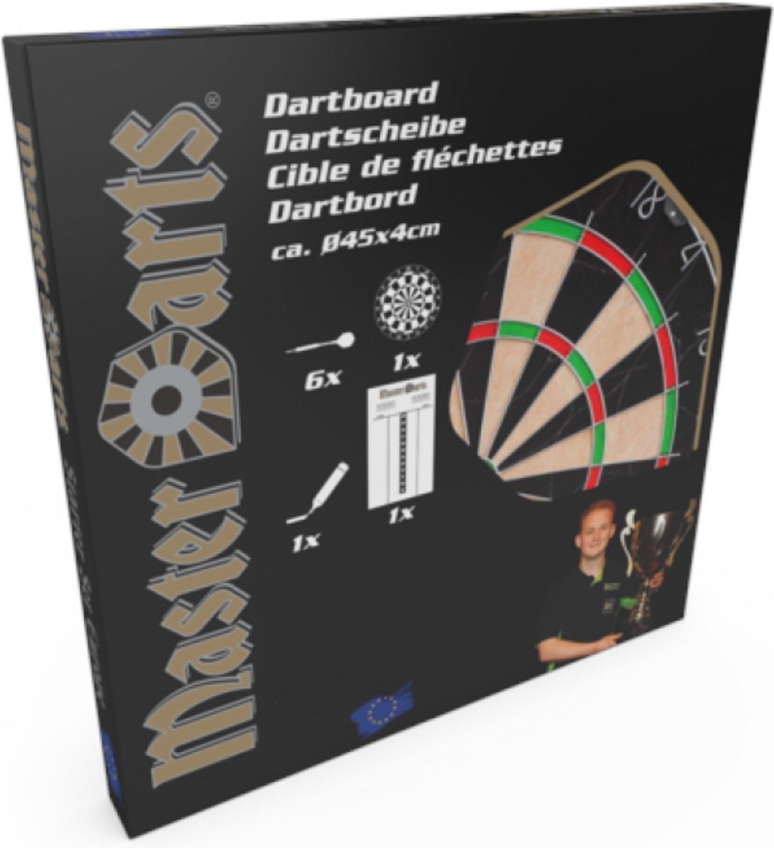 Masterdarts Dartboard Starterset - Sisal Bord, 6 Pijltjes, Scorebord En Marker - 45ø X 4 Cm